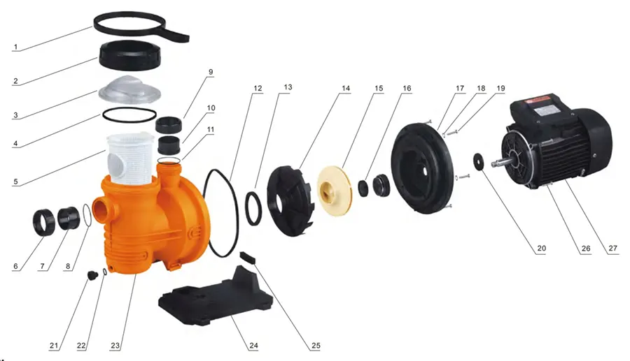 اجزای تشکل دهنده پمپ تصفیه استخر جیلانگ FCP-550S
